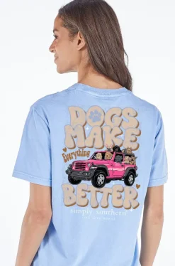 'Dogs Make Everything Better' Mineral Wash Short Sleeve Tee by Simply Southern