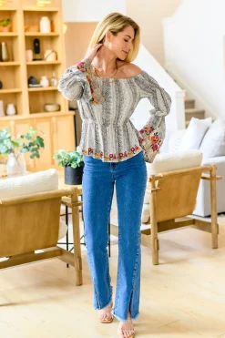 Don't Tempt Me Embroidered Blouse