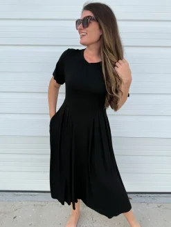 DOORBUSTER: Back Cutout Maxi Dress - Black by Sew In Love (Ships in 2-3 Weeks)