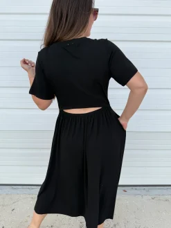 DOORBUSTER: Back Cutout Maxi Dress - Black by Sew In Love (Ships in 2-3 Weeks)