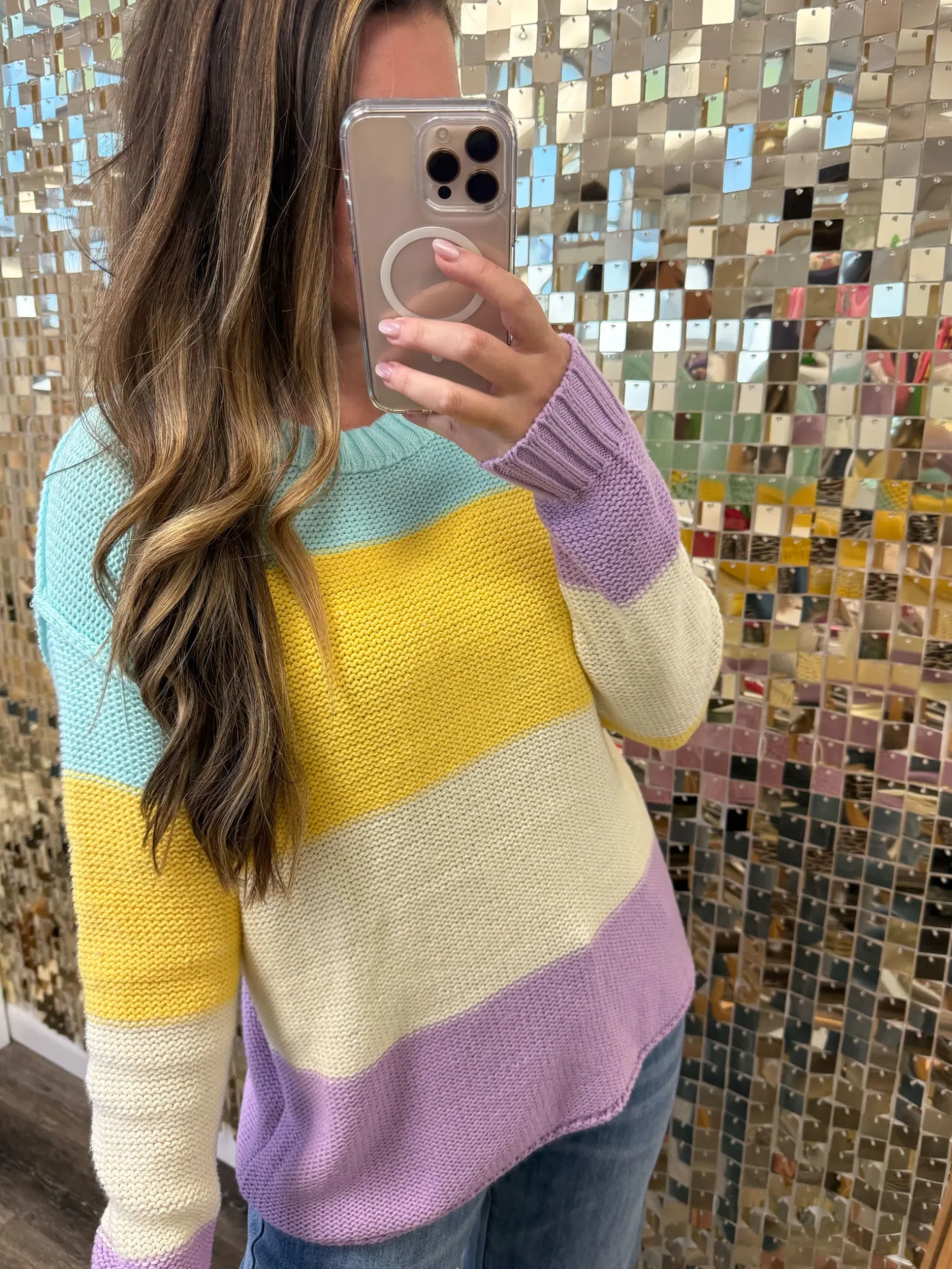 DOORBUSTER: Crewneck Colorblock Sweater - Purple by Sew In Love