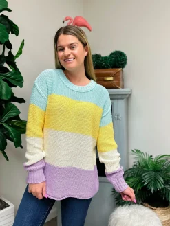 DOORBUSTER: Crewneck Colorblock Sweater - Purple by Sew In Love