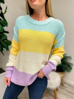 DOORBUSTER: Crewneck Colorblock Sweater - Purple by Sew In Love