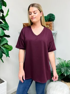 DOORBUSTER: French Terry Boutique Cut V-Neck Top by Sew In Love