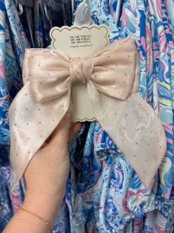 Dotted Cream Hair Bow by Simply Southern