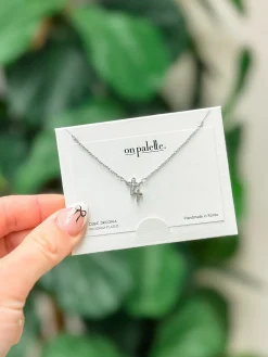 Double Cross Pendant Necklace - Silver