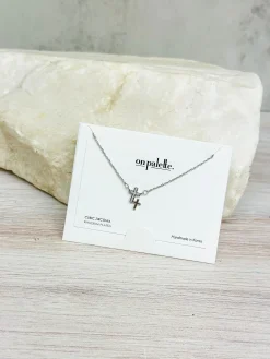 Double Cross Pendant Necklace - Silver