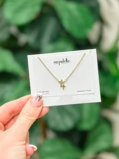 Double Cross Pendant Necklace - Gold