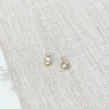Double Stacked Cubic Zirconia Stud Earrings - Gold