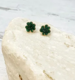 Druzy Clover Stud Earrings