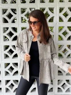 Earl Grey Button Up Long Sleeve Top (Ships in 1-2 Weeks)