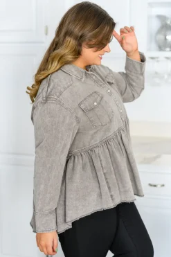 Earl Grey Button Up Long Sleeve Top (Ships in 1-2 Weeks)