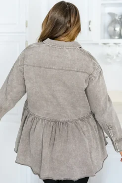 Earl Grey Button Up Long Sleeve Top (Ships in 1-2 Weeks)