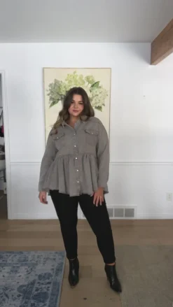 Earl Grey Button Up Long Sleeve Top (Ships in 1-2 Weeks)