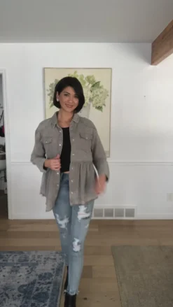 Earl Grey Button Up Long Sleeve Top (Ships in 1-2 Weeks)