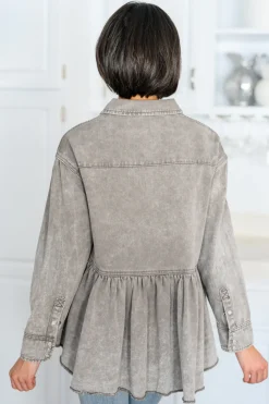 Earl Grey Button Up Long Sleeve Top (Ships in 1-2 Weeks)