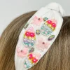 Easter Egg Beaded Knotted Headband - White