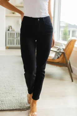 Edith Mid Rise Classic Slim Jeans in Black by Judy Blue