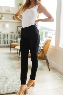 Edith Mid Rise Classic Slim Jeans in Black by Judy Blue