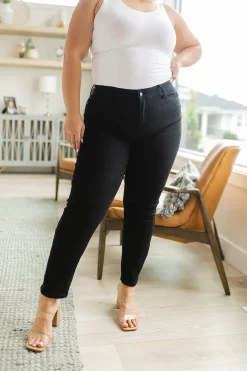 Edith Mid Rise Classic Slim Jeans in Black by Judy Blue