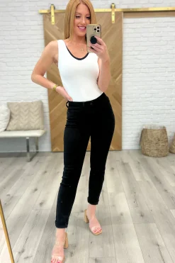 Edith Mid Rise Classic Slim Jeans in Black by Judy Blue