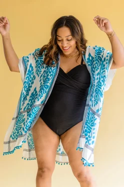 Elena Printed Kimono - Teal