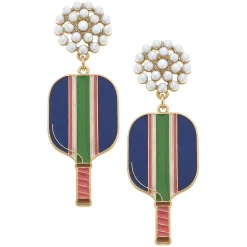 Ellie Pickleball Pearl Cluster Drop Earrings - Blue