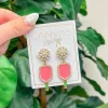 Ellie Pickleball Pearl Cluster Drop Earrings - Pink