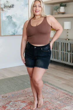 Ember High Rise Control Top Fray Hem Shorts by Judy Blue