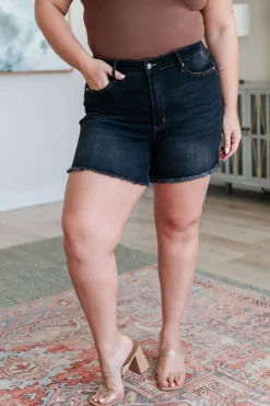 Ember High Rise Control Top Fray Hem Shorts by Judy Blue