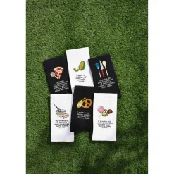 Embroidered Black & White Towels by Mud Pie