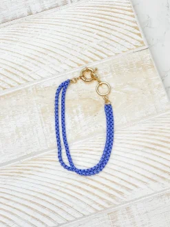 Enamel Box Chain Bracelet - Purple