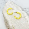 Enamel Coated Hoop Earrings - Yellow