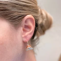 Enamel Cowboy Hat Dangle Earrings - Brown