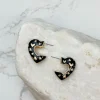 Enamel Heart Gold Mini Hoop Earrings - Jet