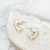 Enamel Heart Gold Mini Hoop Earrings - Ivory