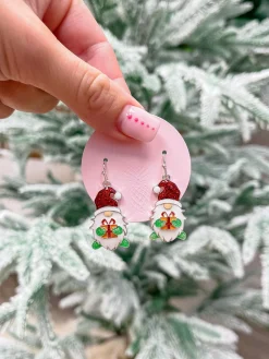 Enamel Holiday Gnome Dangle Earrings