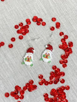 Enamel Holiday Gnome Dangle Earrings