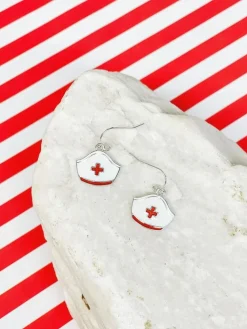 Enamel Nurse Dangle Earrings