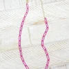 Enamel Paperclip Chain Necklace - Pink