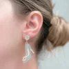 Enamel Stiletto Dangle Earrings - Silver
