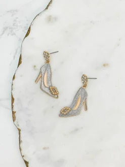 Enamel Stiletto Dangle Earrings - Silver