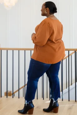 Enjoy This Moment V Neck Blouse In Toffee