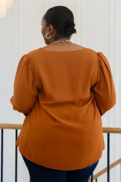 Enjoy This Moment V Neck Blouse In Toffee