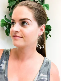 Erin Crystal Star Drop Earrings - Silver