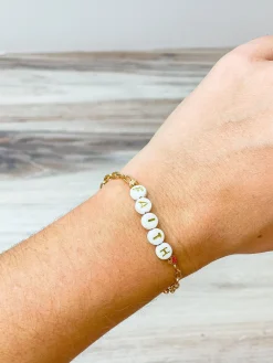 'Faith' Beaded Gold Link Toggle Bracelet