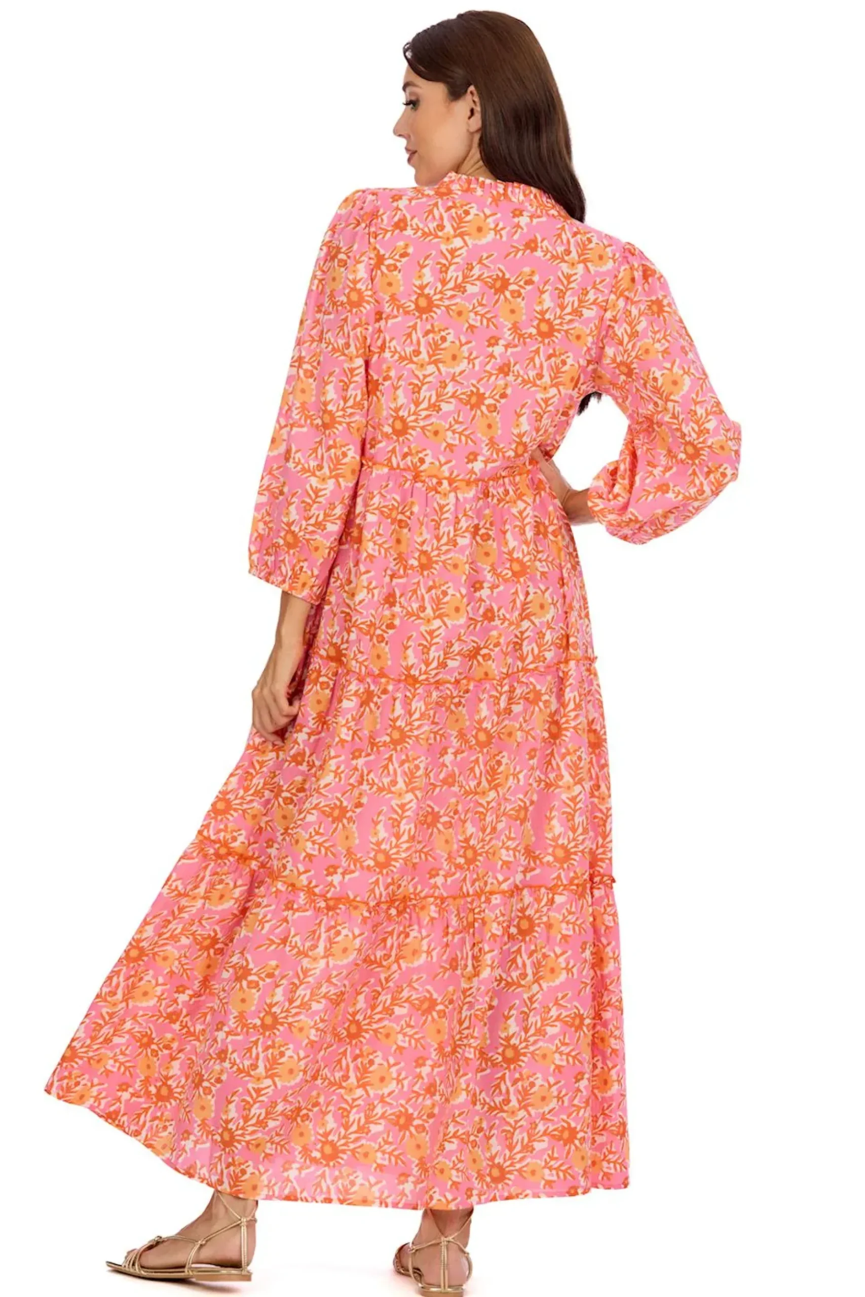 Farris Maxi Dress - Pink & Orange by Mud Pie