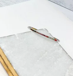 'Fearless' Silver Sentiment Bracelet - Pink