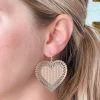 Filigree Heart Dangle Earrings - Gold