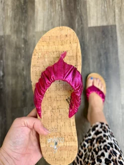 FINAL SALE: Cool Off Sandals by Corkys - Fuchsia Crinkle Metallic